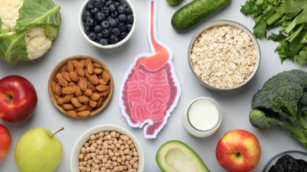 Na slici je prikazana hrana koja je dobra za zdrav digestivni sistem.